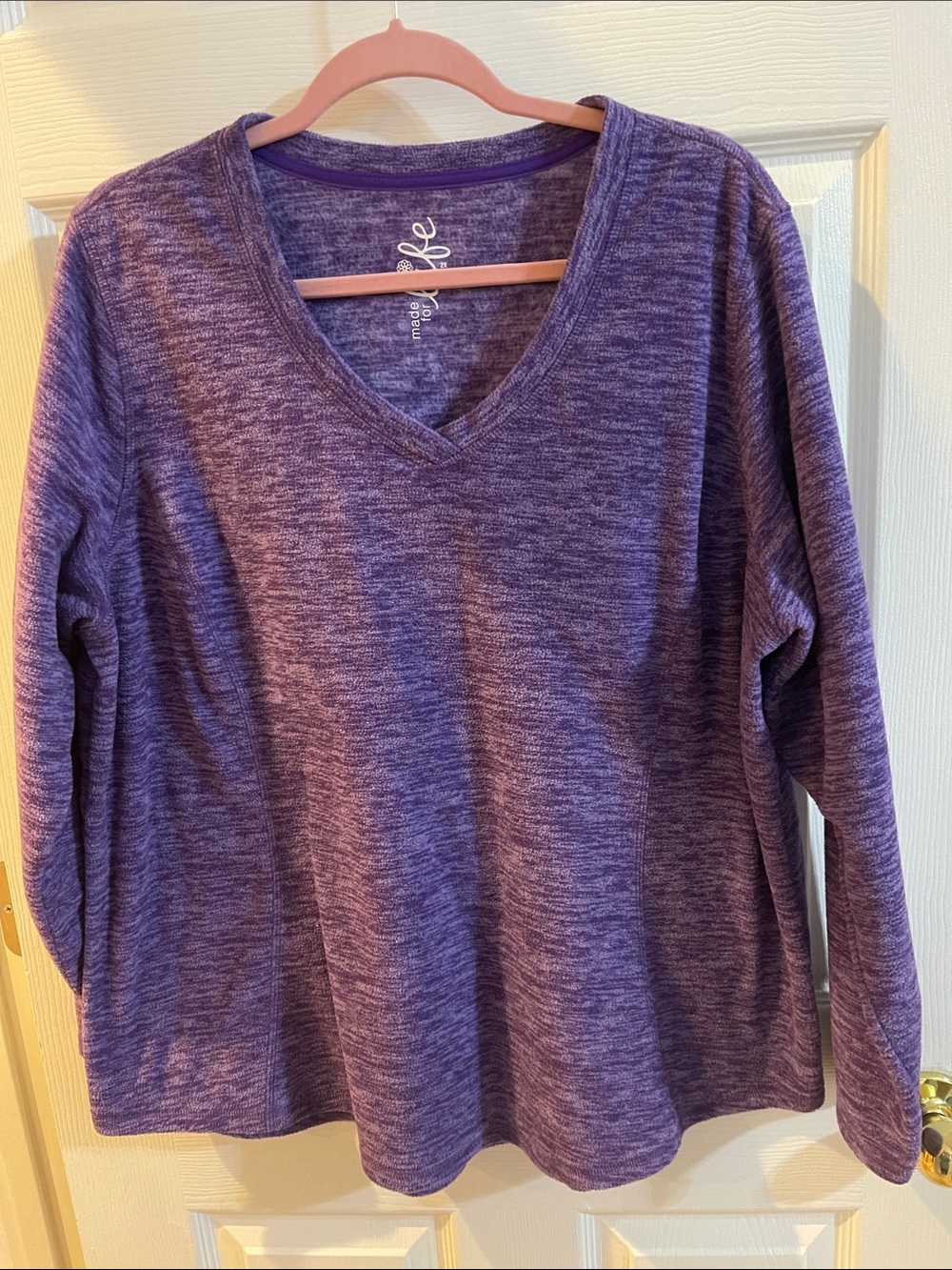 Made for Life  Purple Heathered V-Neck Top